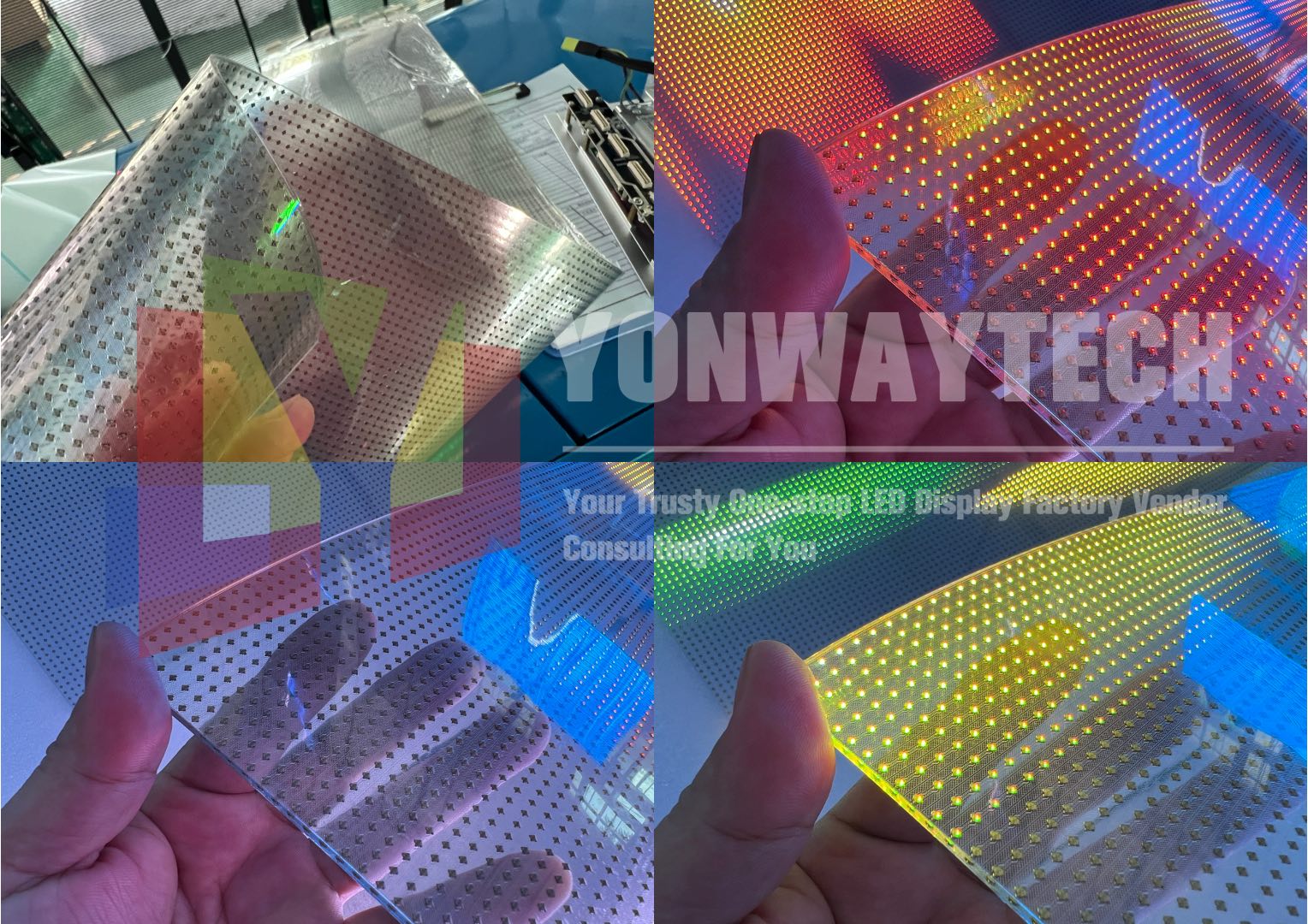 Adhesive Film Transprent LED Display P4 P5 P6 P8 P10 Bendable Light Weight LED Display