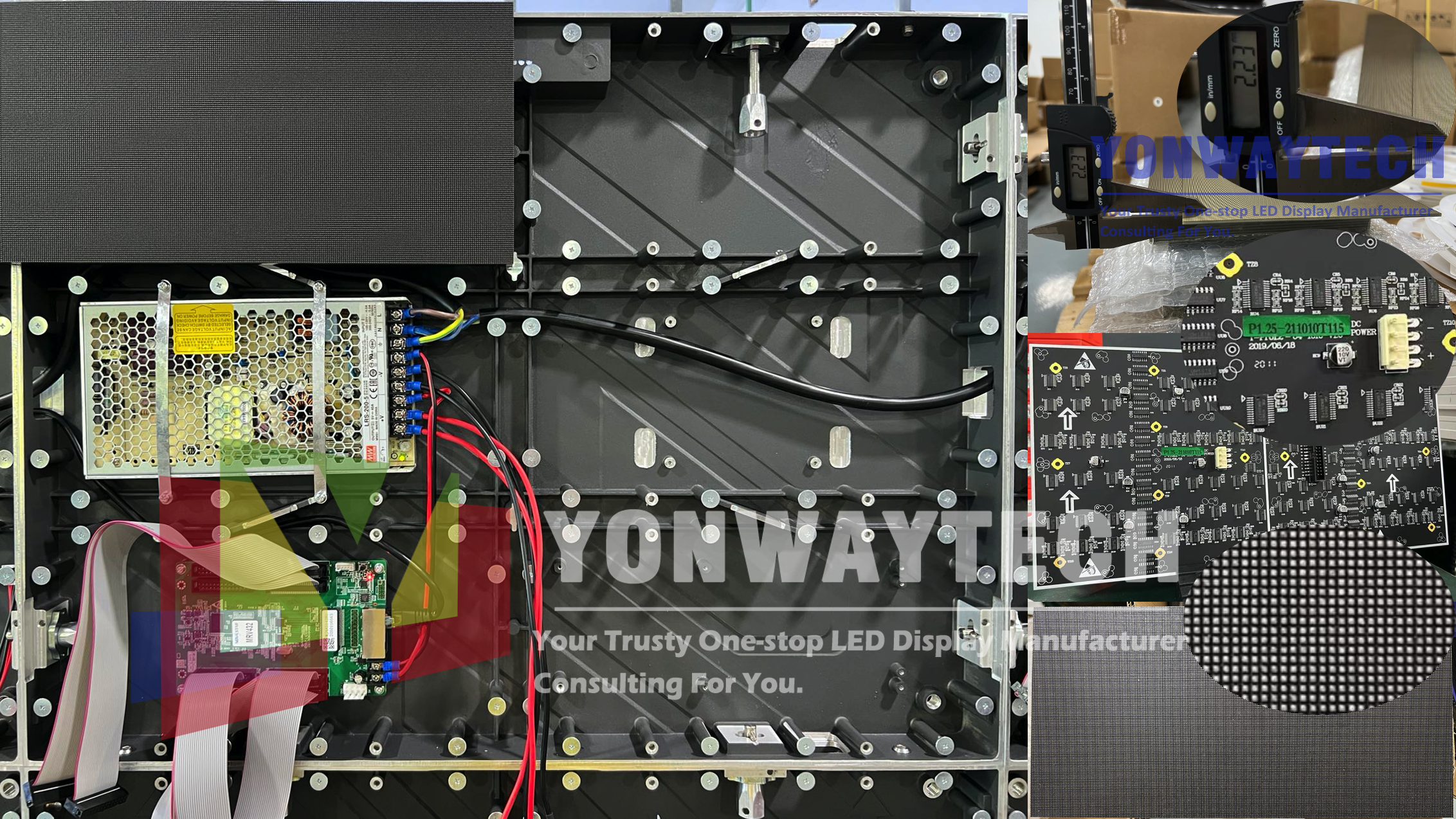 شاشة LED عالية الدقة P1.25 مقاس 320 مم × 160 مم وحدة LED من شركة Meanwell yonwaytech مصنع LED الأصلي