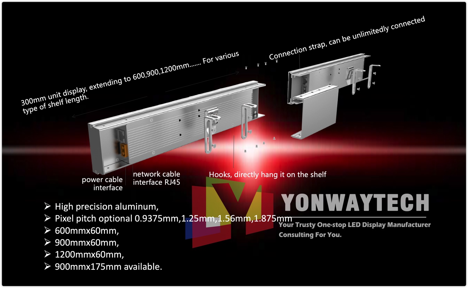 P0.9375, P1.25, P1.56, P1.875 Smartshelf LED Banner Display, fabricant d'etiquetes de preus digitals