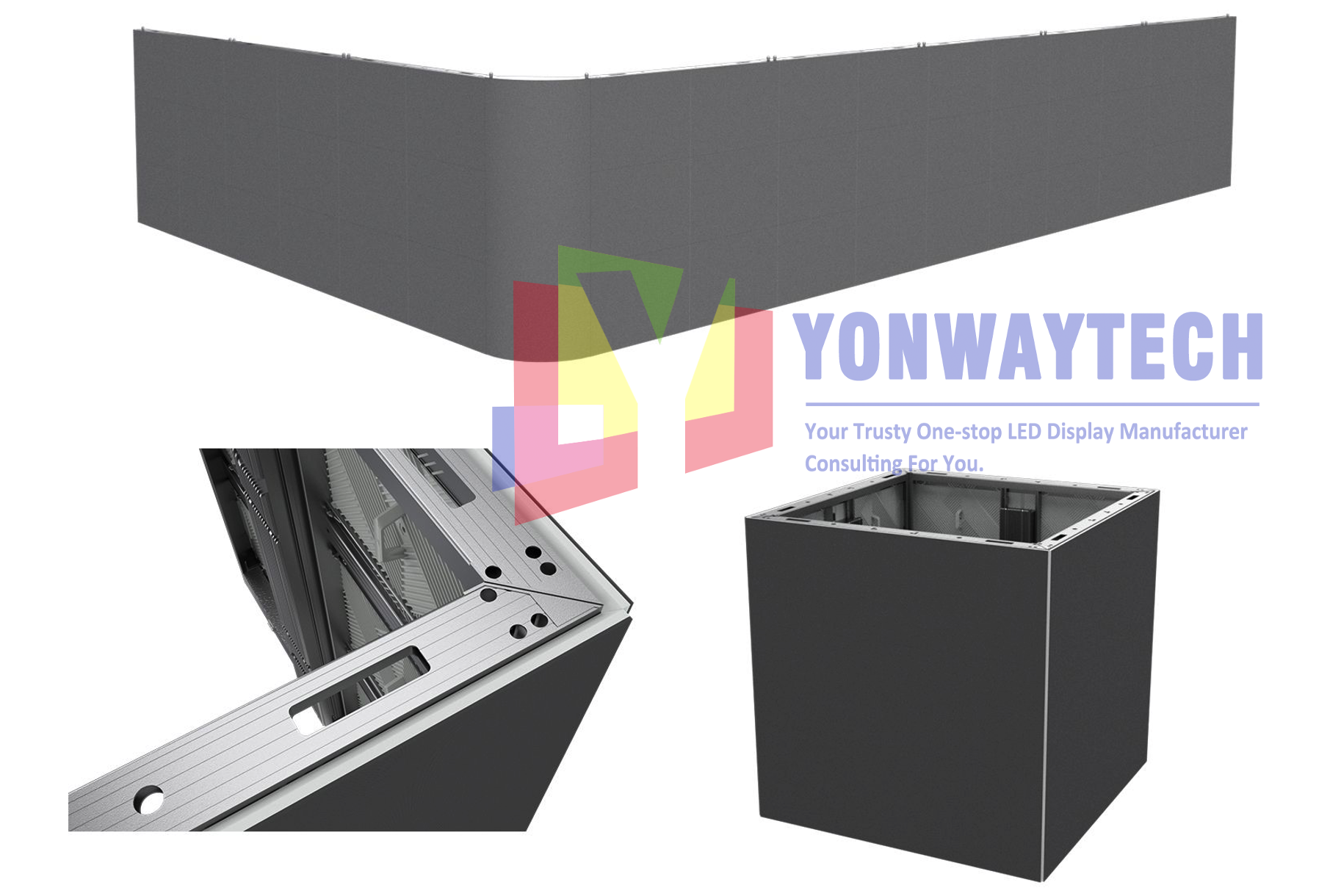 Yonwaytech එළිමහන් 3D IP66 Front Back Dual Service LED Display P5.7 P6.67 P8 P10