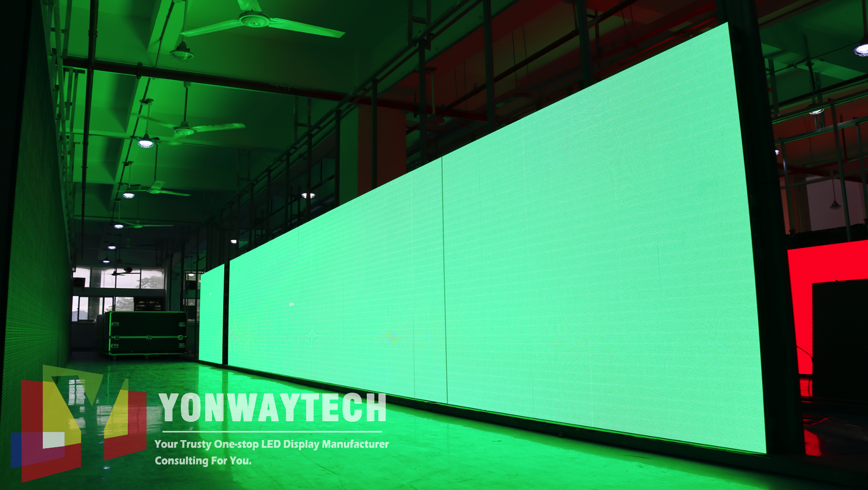 Yonwaytech P3.91 250mm 500mm 1000mm Outdoor Locatioun fix LED Display Bühn Concert Kierch Event GREEN Faarftest