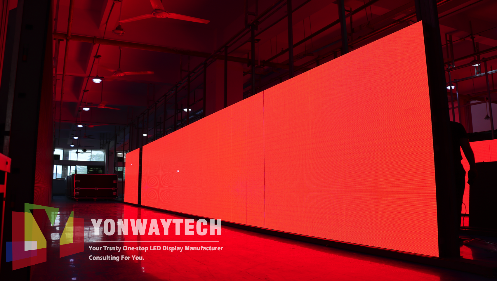 Yonwaytech P3.91 250mm 500mm 1000mm ការជួលក្រៅផ្ទះថេរ led display stage concert church event test color RED