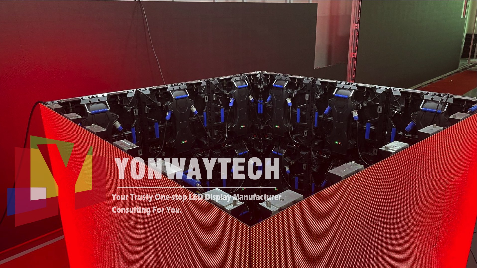 Yonwaytech p2.976 p3.91 dešiniojo kampo LED ekrano gamykla