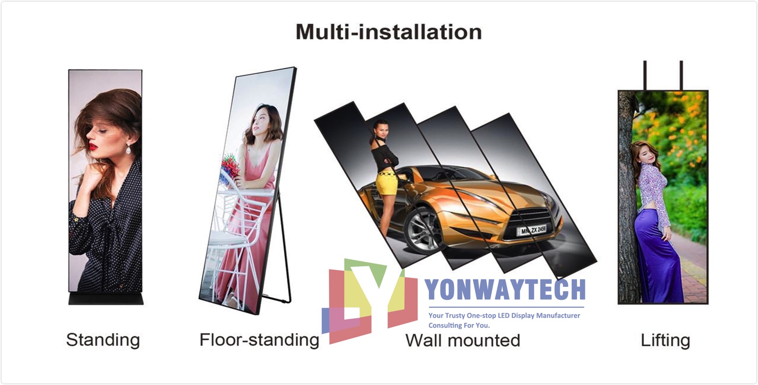 플러그 재생 디지털 led 포스터 p2.5 yonwaytech led 디스플레이 공장