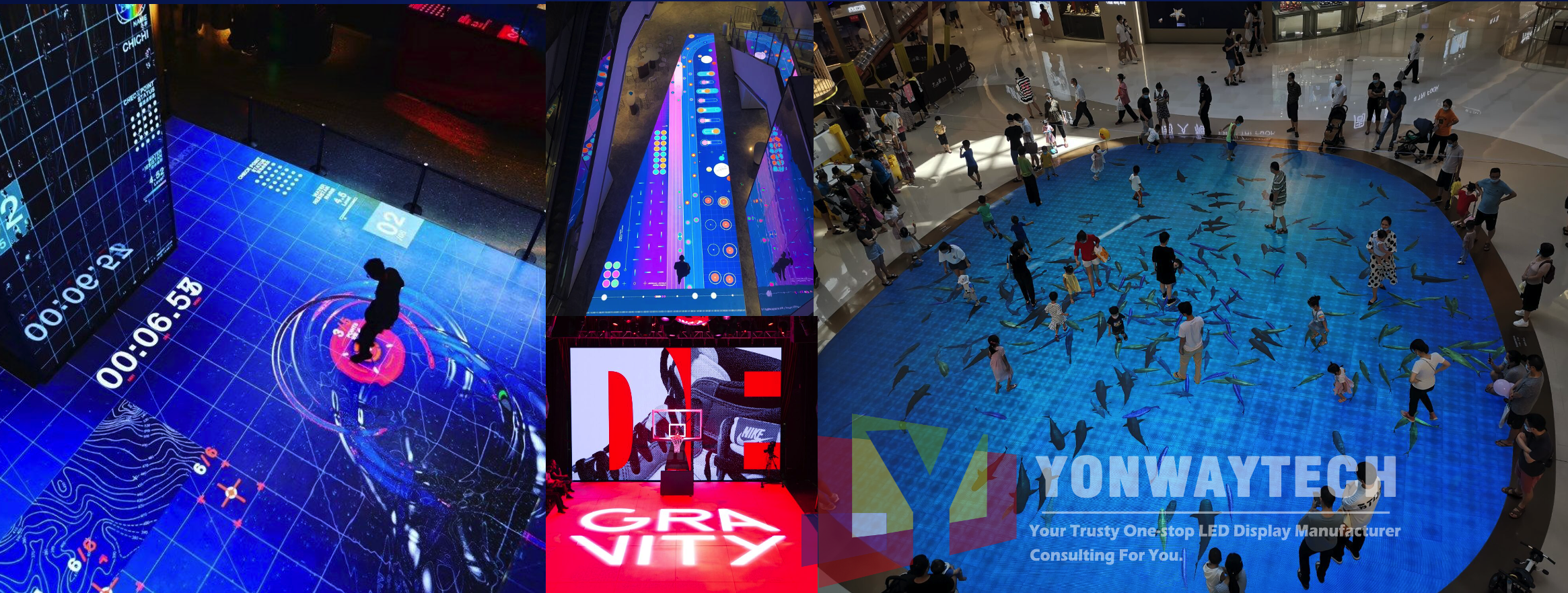 Shopping mall dance floor led display interaction video wall center